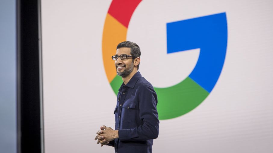 Google CEO Sundar Pichai at the Cloud Next &#039;18 event in San Francisco, California, on Tuesday, July 24, 2018.