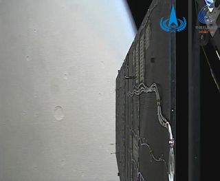 An engineering camera image during Tianwen-1 Mars orbit insertion on Feb. 10, 2021.