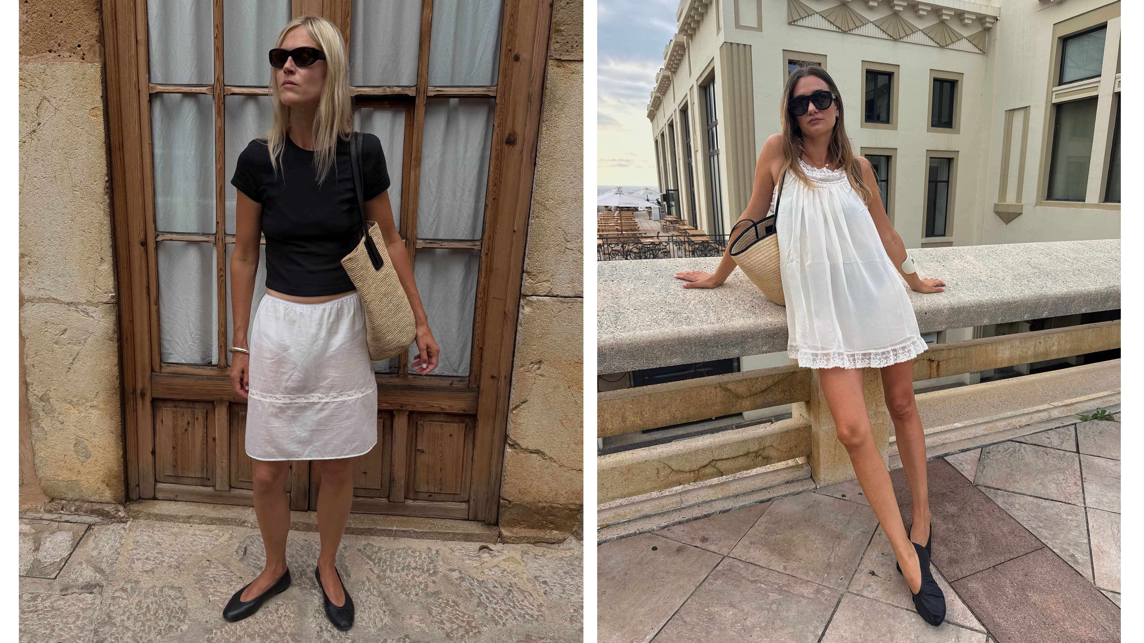 Women wearing ballet flats outfits