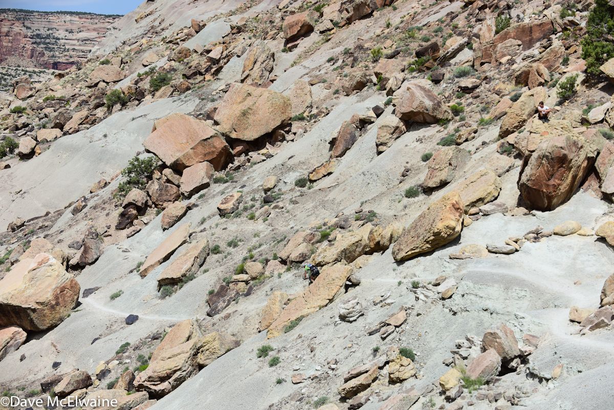 Alex Grant (Ridebiker) making his way down a very tricky descent 135