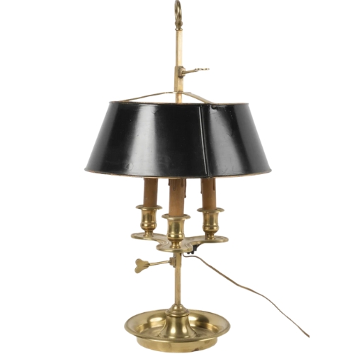 Chez Pluie, Antique French Bouillotte Desk Lamp 21¾"