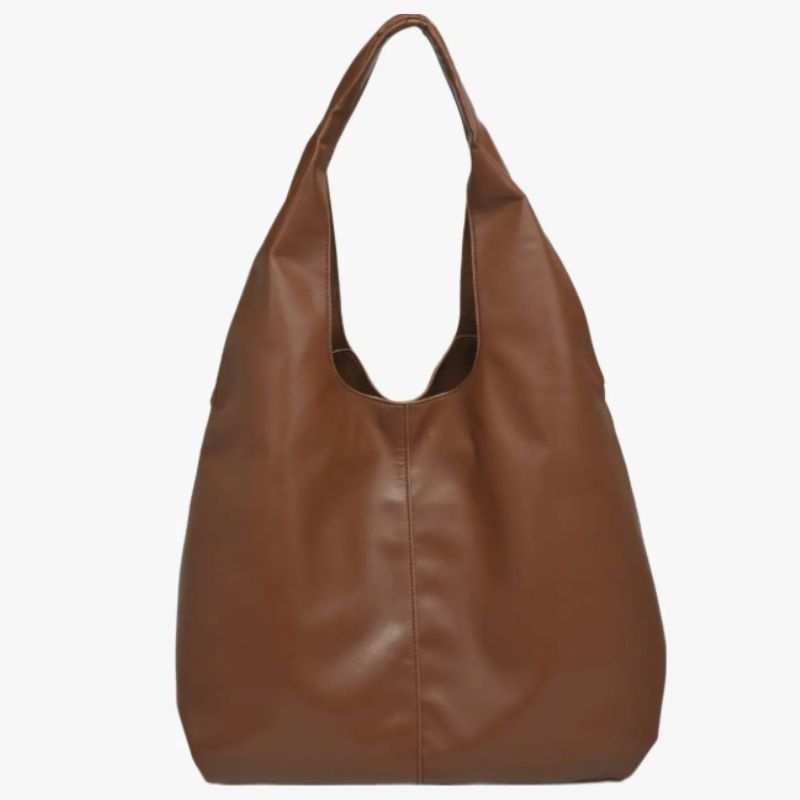 brown faux leather tote