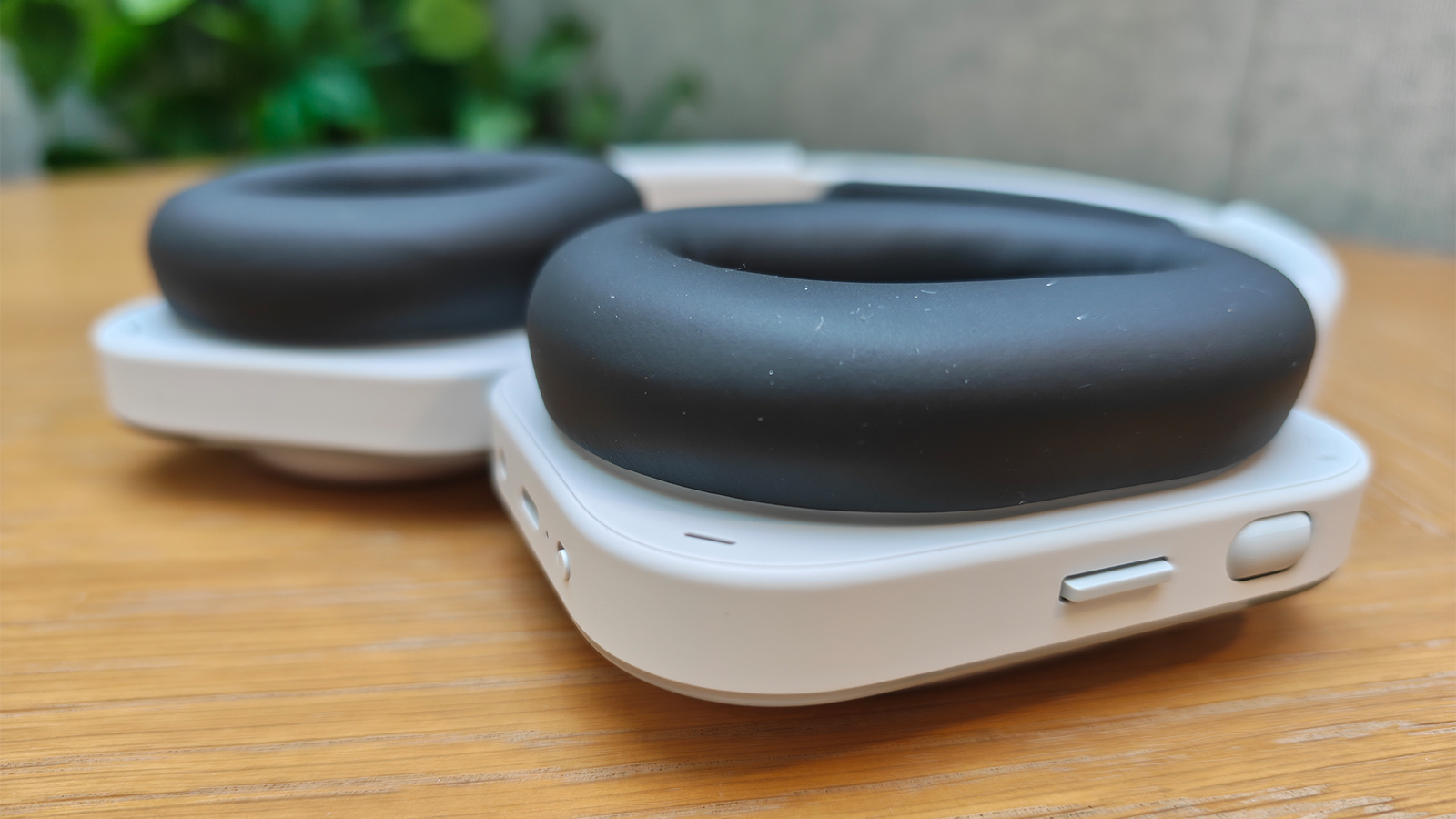 White headphones on a table