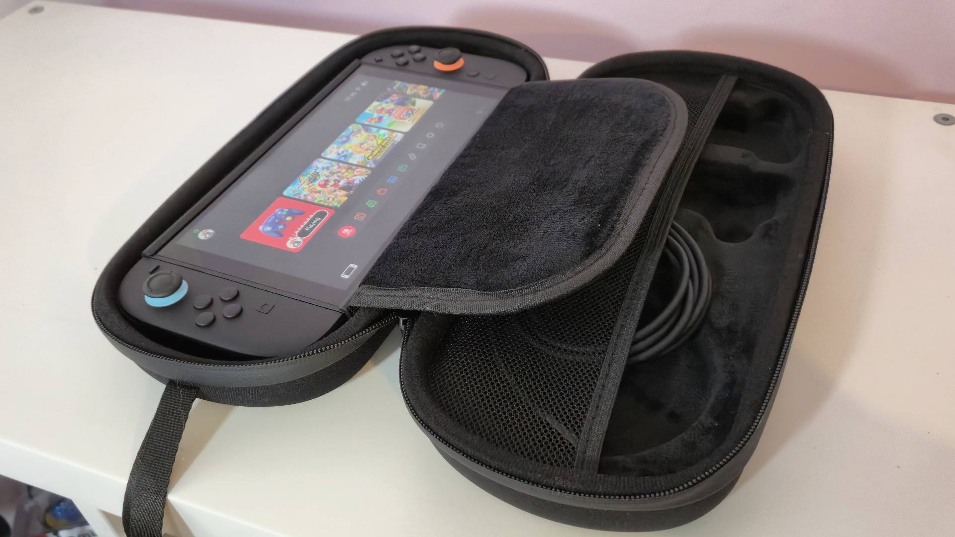 Photo taken by Rosalie Newcombe of the Switch 2 sitting in the STEALTH Premium Travel Kit.