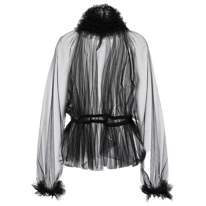 Ruffle-Trimmed Tulle Blouse