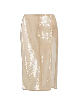 Sheer Sequined Pencil Skirt