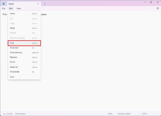 Notepad open Find feature