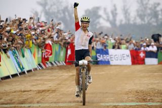 Nino Schurter of Switzerland wins the Rio 2016 Mens Mountain Bike Race