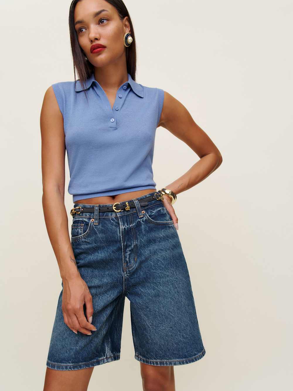 Hale High Rise 8" Jean Shorts