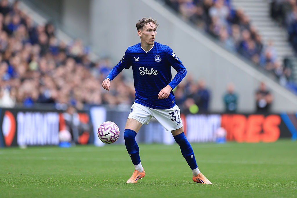 James Garner of Everton in action during the Premier League match between Everton and Crystal Palace at Hill Dickinson Stadium on October 5, 2025 in Liverpool, England