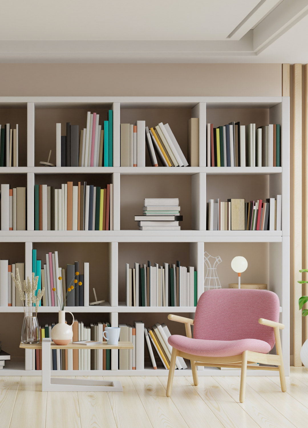 Library with pastel shades
