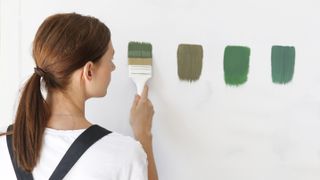 Painting test swatches on wall
