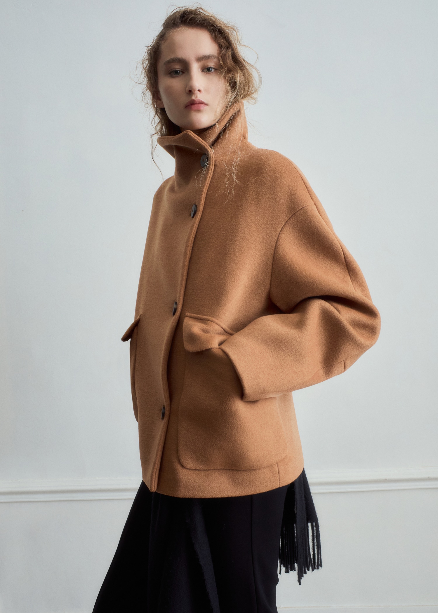 Wool-Blend Funnel-Neck Coat - Women | Mango United Kingdom