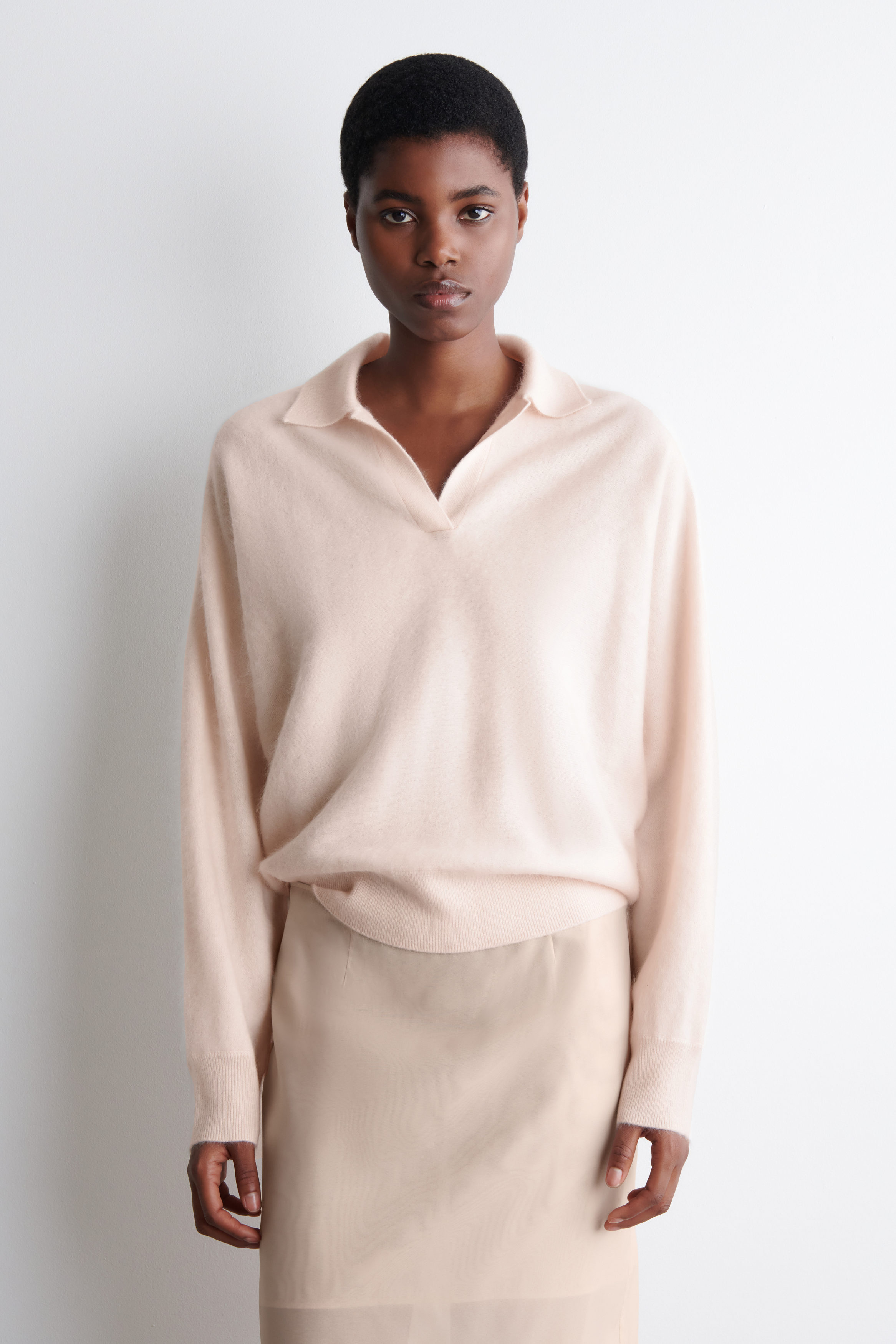 Brushed-Cashmere Polo Sweater