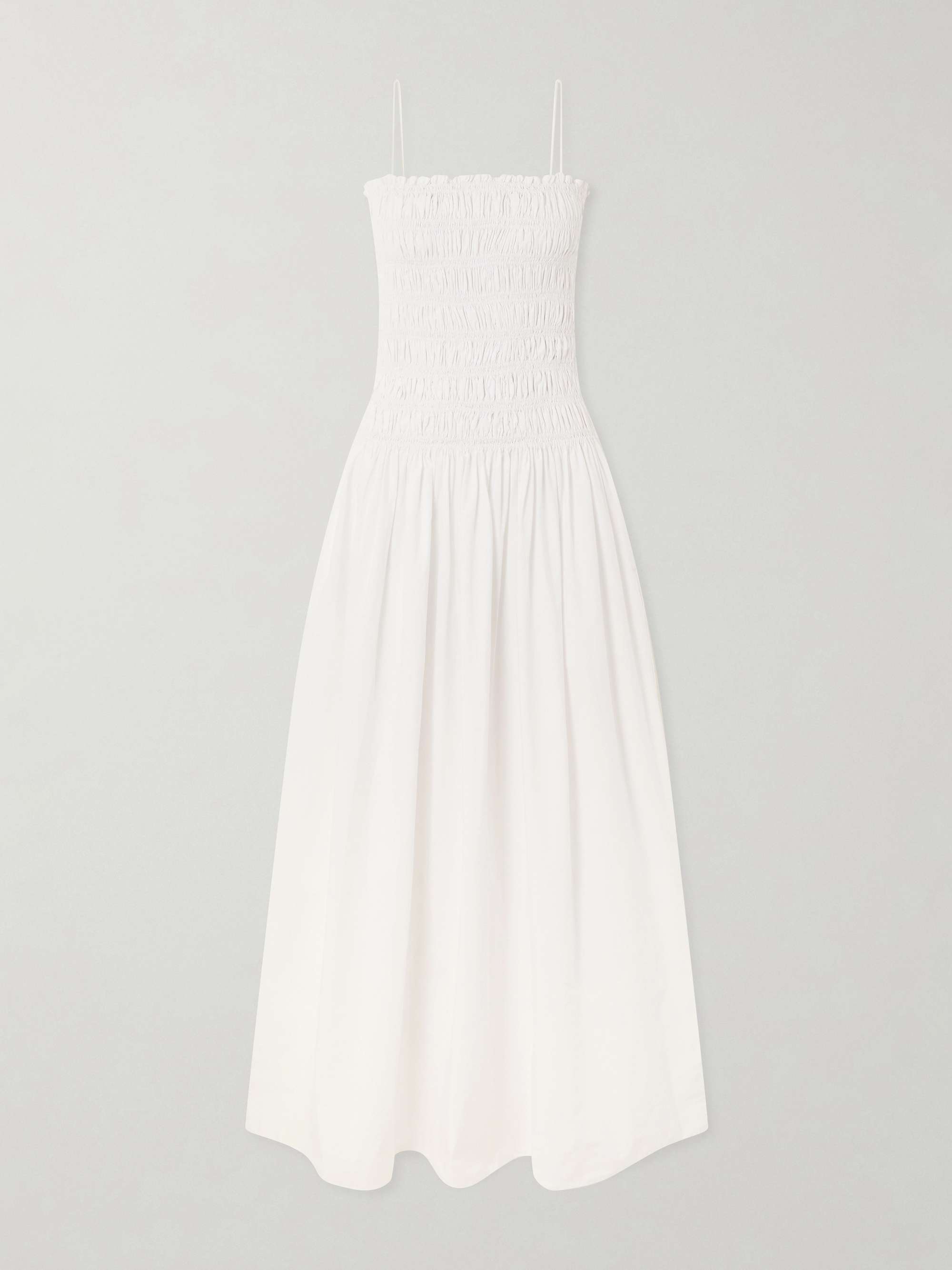 Shirred Organic Cotton Midi Dress