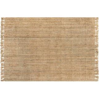 Jute area rug in natural colorway with fringe detail