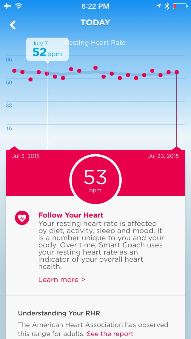 UP app heart rate tracking