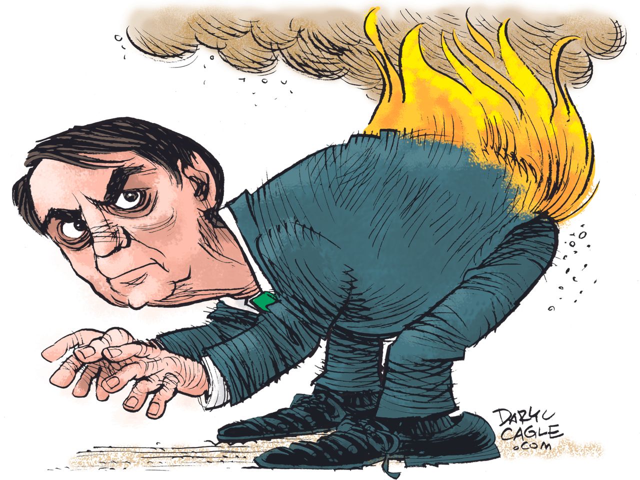 Political Cartoon U.S. Liar Liar Pants On Fire Jair Bolsonaro Amazon