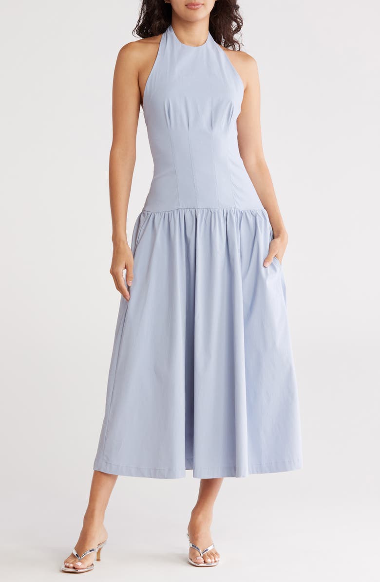 Halter Corset Bodice Midi Dress