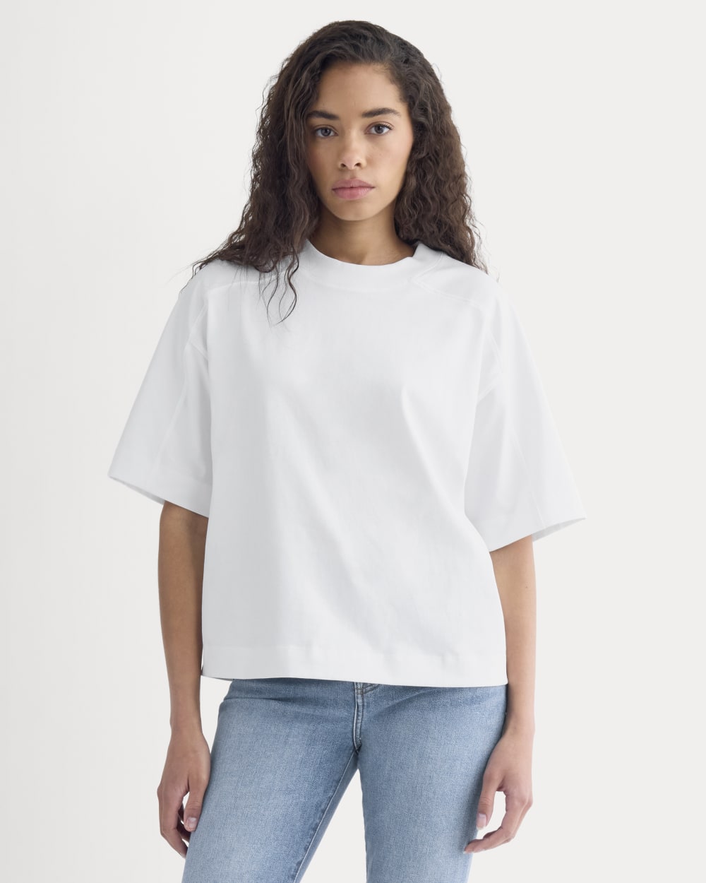 Oversized Seamed Tee | White - Xxs
