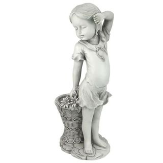 Flower girl statue on white background