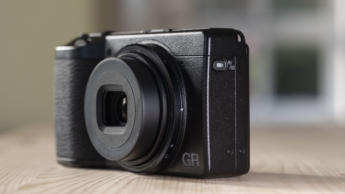 Close up of the Ricoh GR IV compact camera's video button
