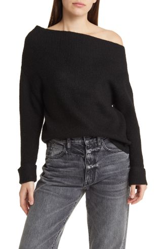 One-Shoulder Rib Sweater