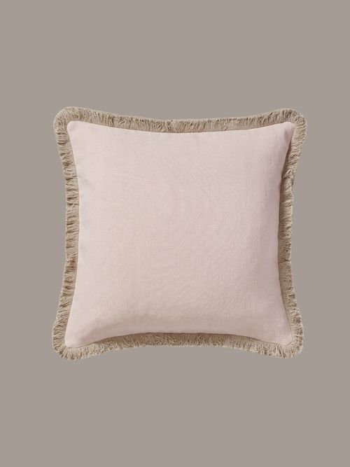 Stonewashed Linen Cushion Cover With Fringing 