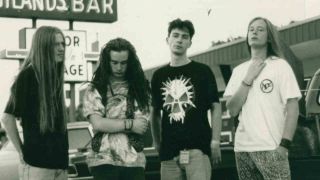 A line-up photograph of Carcass in the early 1990s