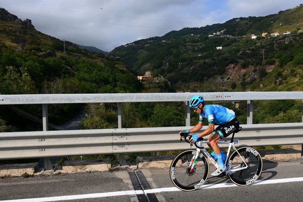 SCALEA ITALY MAY 12 Diego Rosa of Italy and EoloKometa Cycling Team competes in the breakaway during the 105th Giro dItalia 2022 Stage 6 a 192km stage from Palmi to Scalea Giro WorldTour on May 12 2022 in Scalea Italy Photo by Tim de WaeleGetty Images