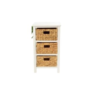Altenpohl End Table in white with three woven baskets farmhouse look