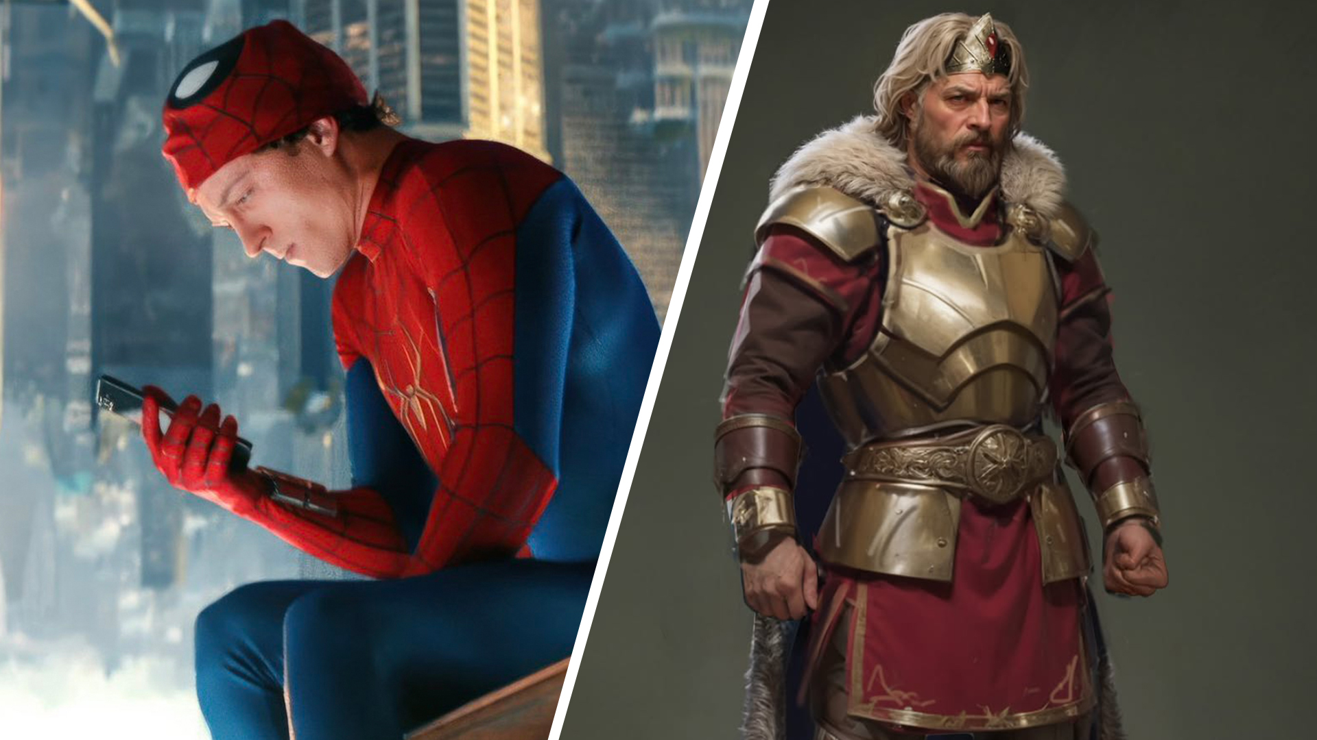 An image from Spider-Man Brand New Day and concept art from Masters of the Universe