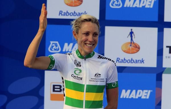 Rachel Neylan (Australia) on the podium to receive her silver medal.