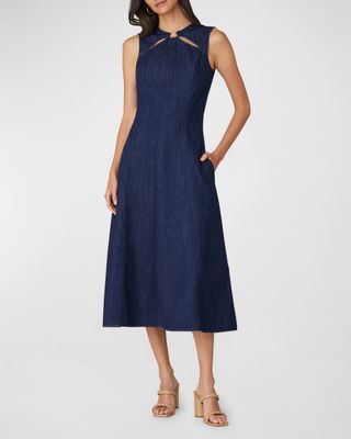 Maria Sleeveless Cutout Denim Midi Dress