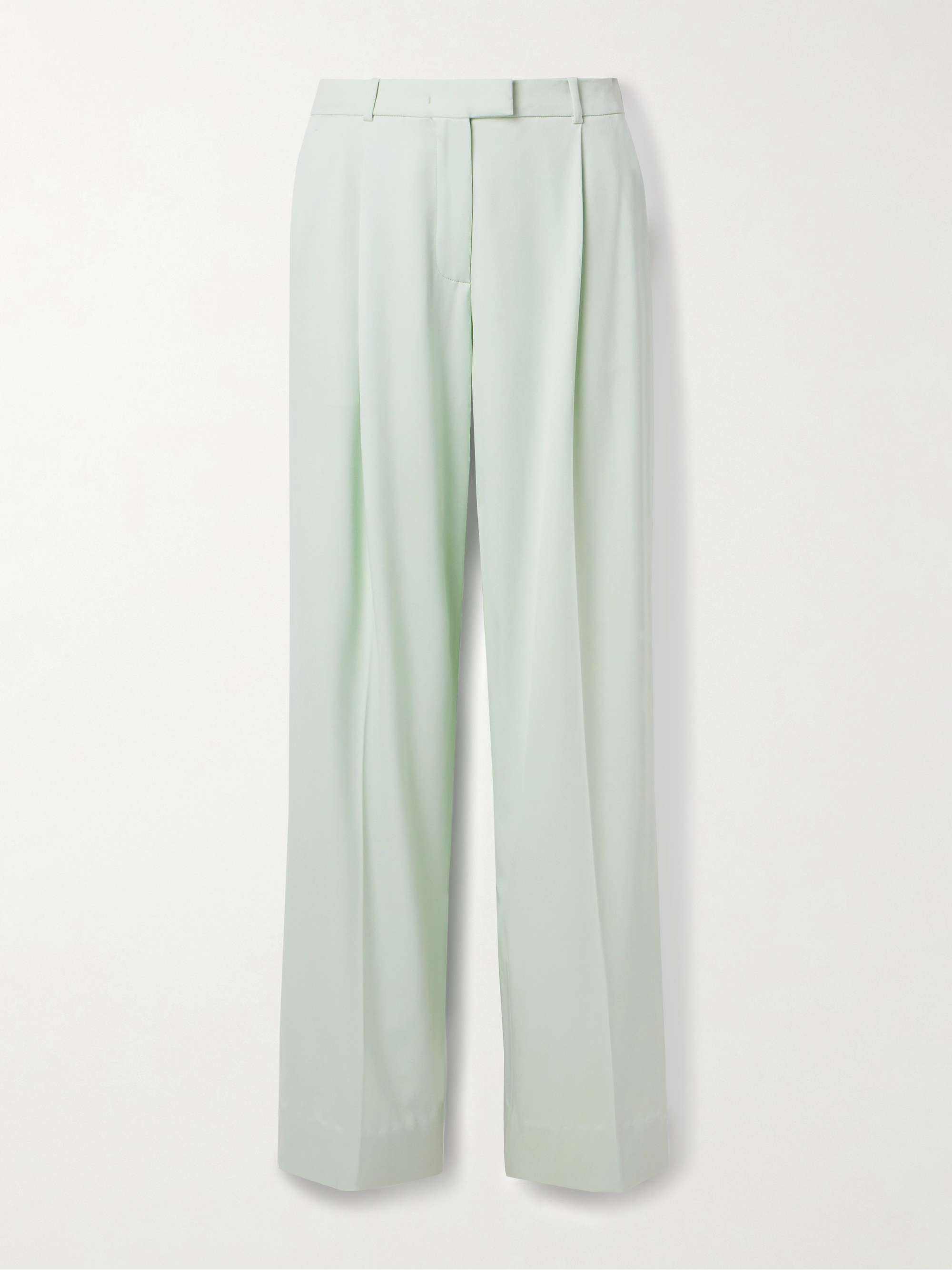 Pleated Wool Blend Wide Leg Pants