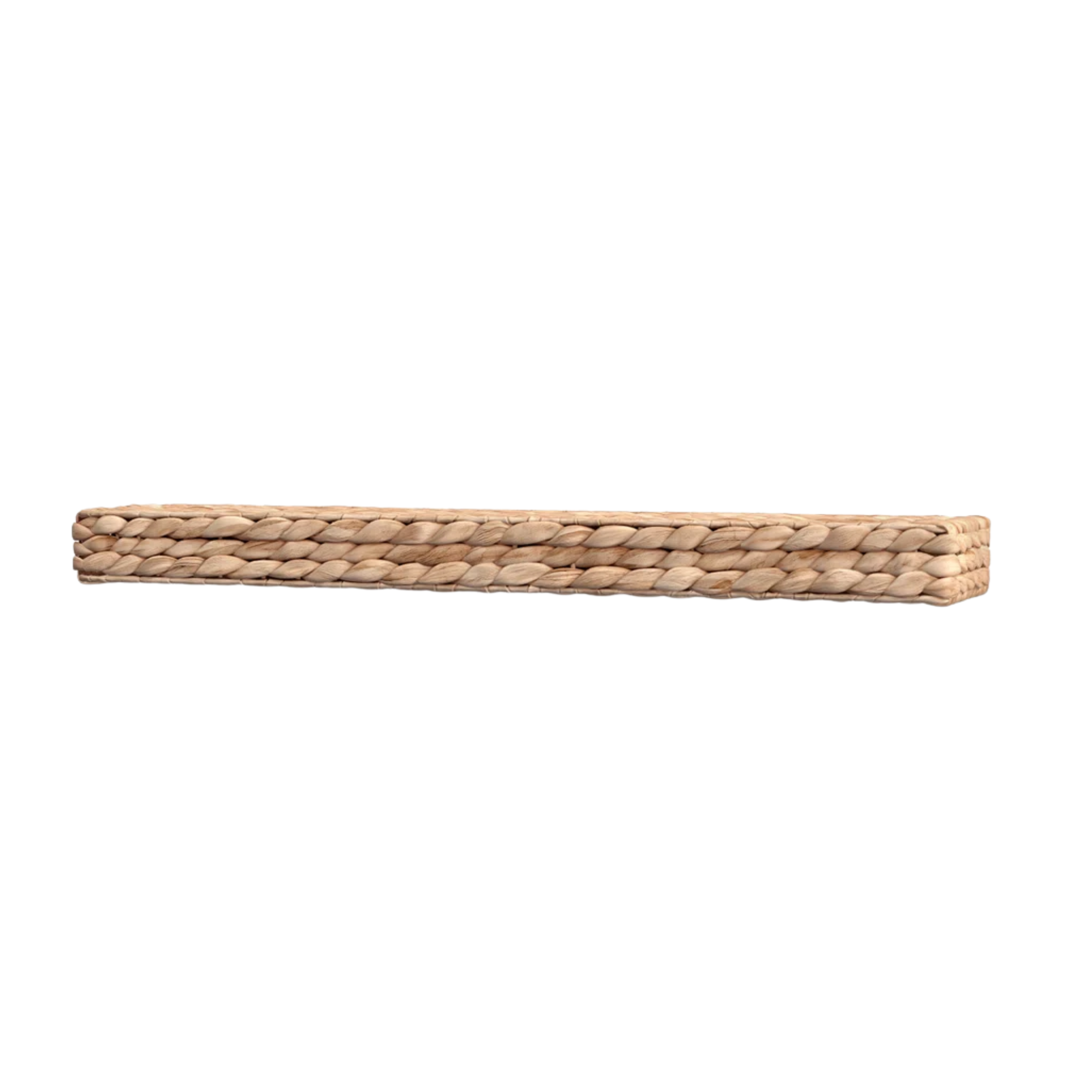 a floating shelf with woven detailing