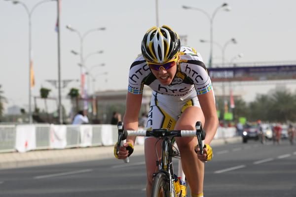 Emilia Fahlin (HTC - Columbia Women) attacked with one lap of the 6km curcuit to go, but was caught