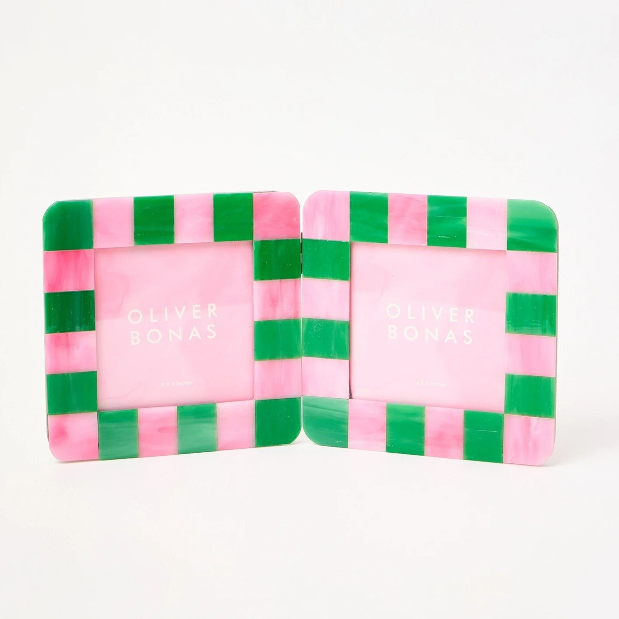 Oliver Bonas Alyssa Pink &amp;amp; Green Resin Multi Photo Frame