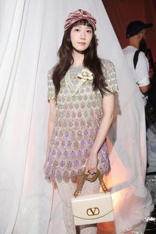 Yoona Lim attends the Valentino show in a pastel dress