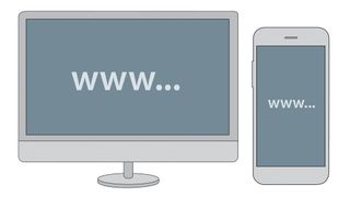 Illustration of a computer and a phone with 'www...' displayed on screens
