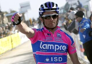 Michele Scarponi (Lampre-ISD) stays serious as he celebrates
