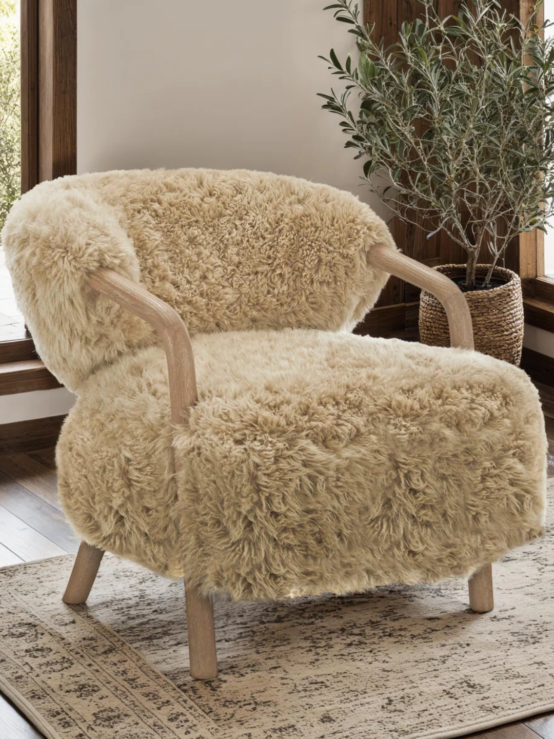 A sheepskin armchair from Canora Grey