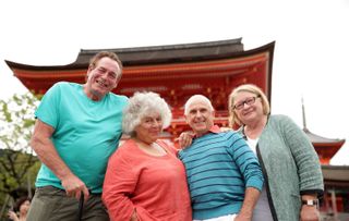 Miriam in Japan, with fellow Marigold pensioners Bobby, Wayne and Rosemary