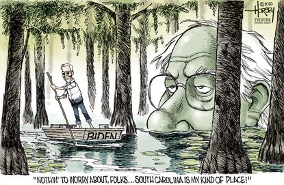 Political Cartoon U.S. Biden South Carolina Bernie swamp