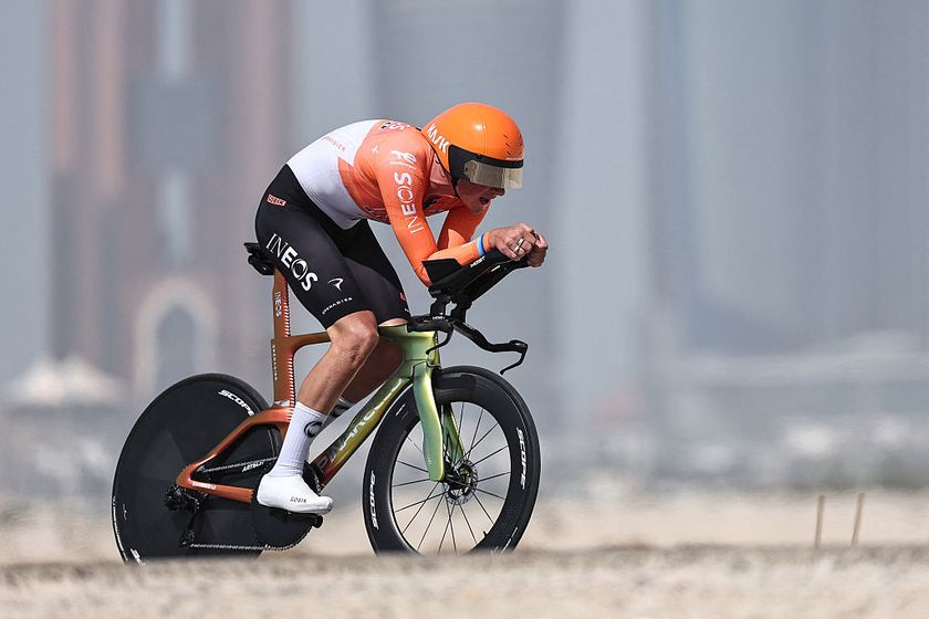 Ineos Grenadiers's British rider Joshua Michael Tarling competes during the second stage of the UAE Tour cycling event on al-Hudayriyat Island in Abu Dhabi on February 17, 2026. (Photo by Fadel SENNA / AFP)