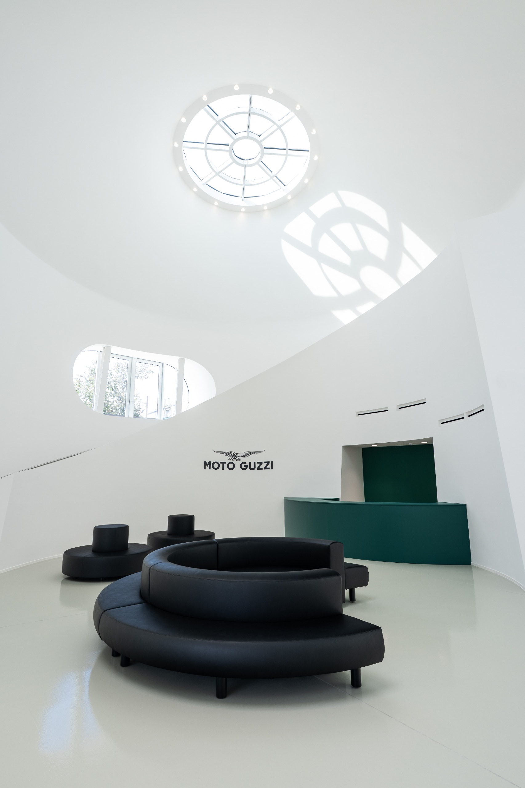 Furniture inside Moto Guzzi museum and HQ at Mandello del Lario