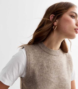 Cashmere Crew Neck Tank | Brown