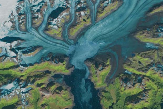 Melting glaciers in Alaska measured between 2003-2013.