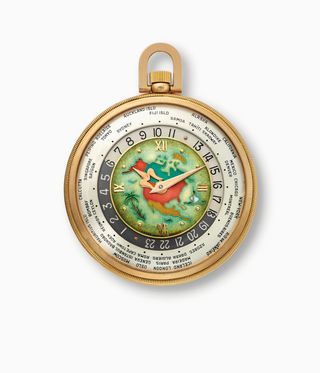 pocket watch with map on face