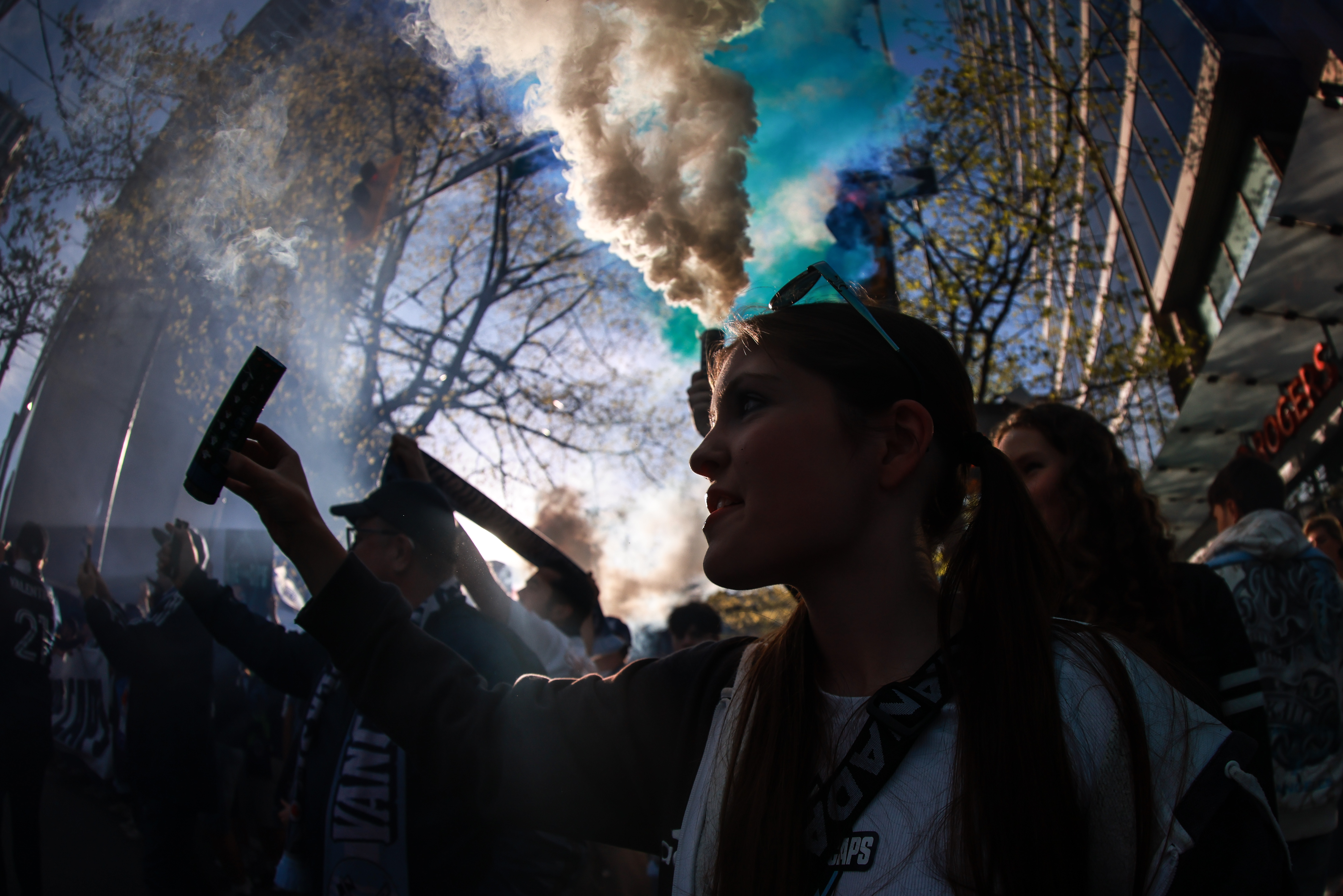 Vancouver Whitecaps protest against the potential relocation of their club on the street and in the stadium as part of the Save The Caps movement